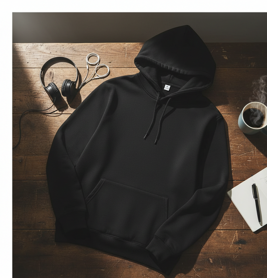 Black Polyester Hoodie – Warm, Soft & Stylish | Unisex Casual Wear for Winter & Everyday Comfort extra large